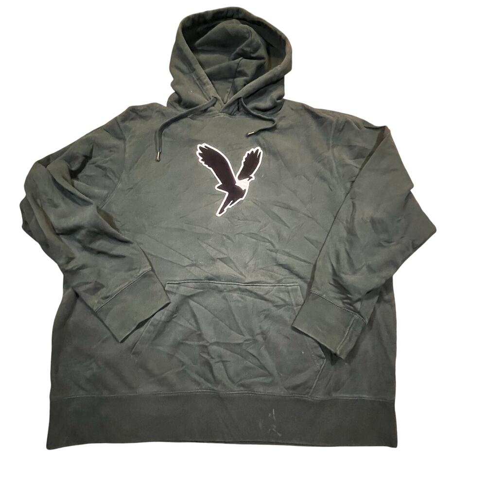 American Eagle Hoodie Mens XXL Green Pullover Big Eagle Logo Streetwear‎ Casual